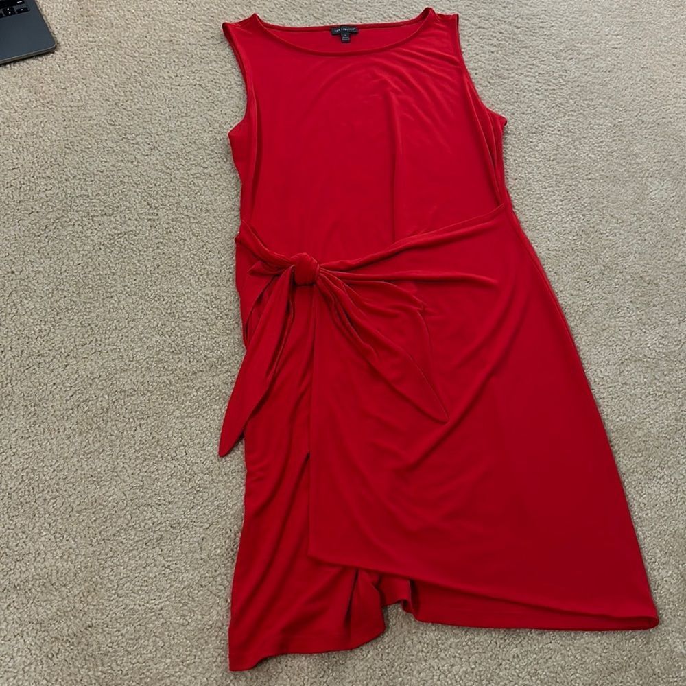 The Limited Red Sleeveless Midi Dress with Side Knot